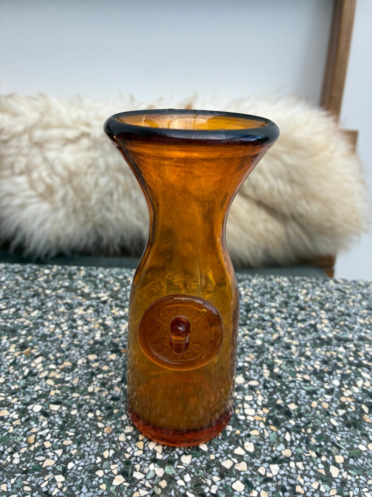 Karaf vaas fles bruin glas Roma italie, Antiek en Kunst, Ophalen of Verzenden