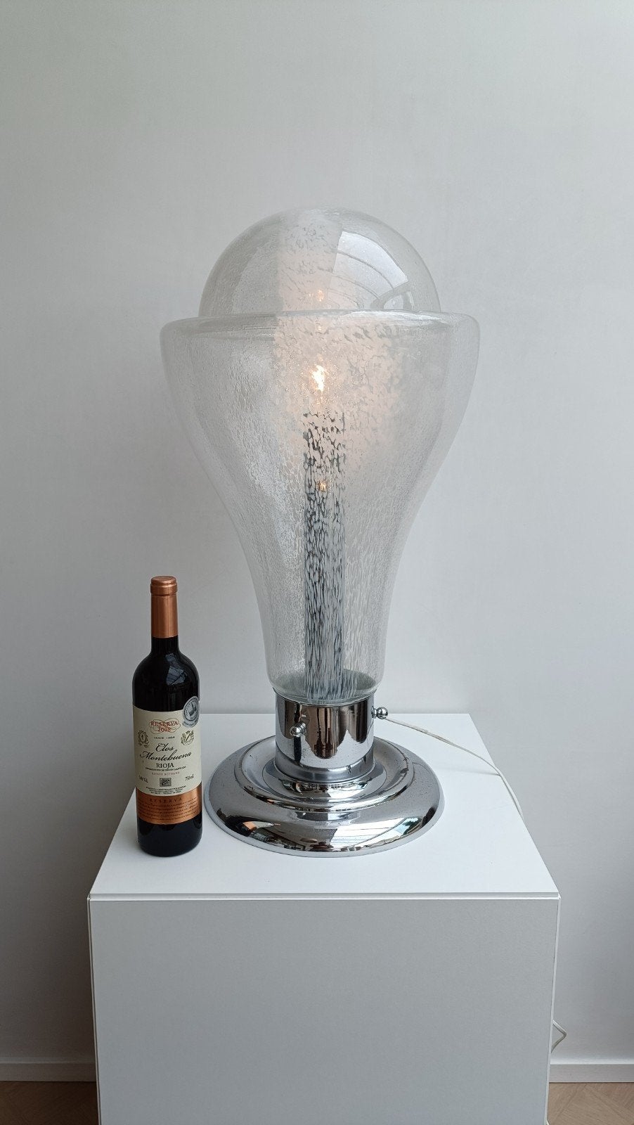 Murano glazen tafellamp – Carlo Nason voor A.V. Mazzega, Ophalen, Handgemaakt, Metaal, 71 cm