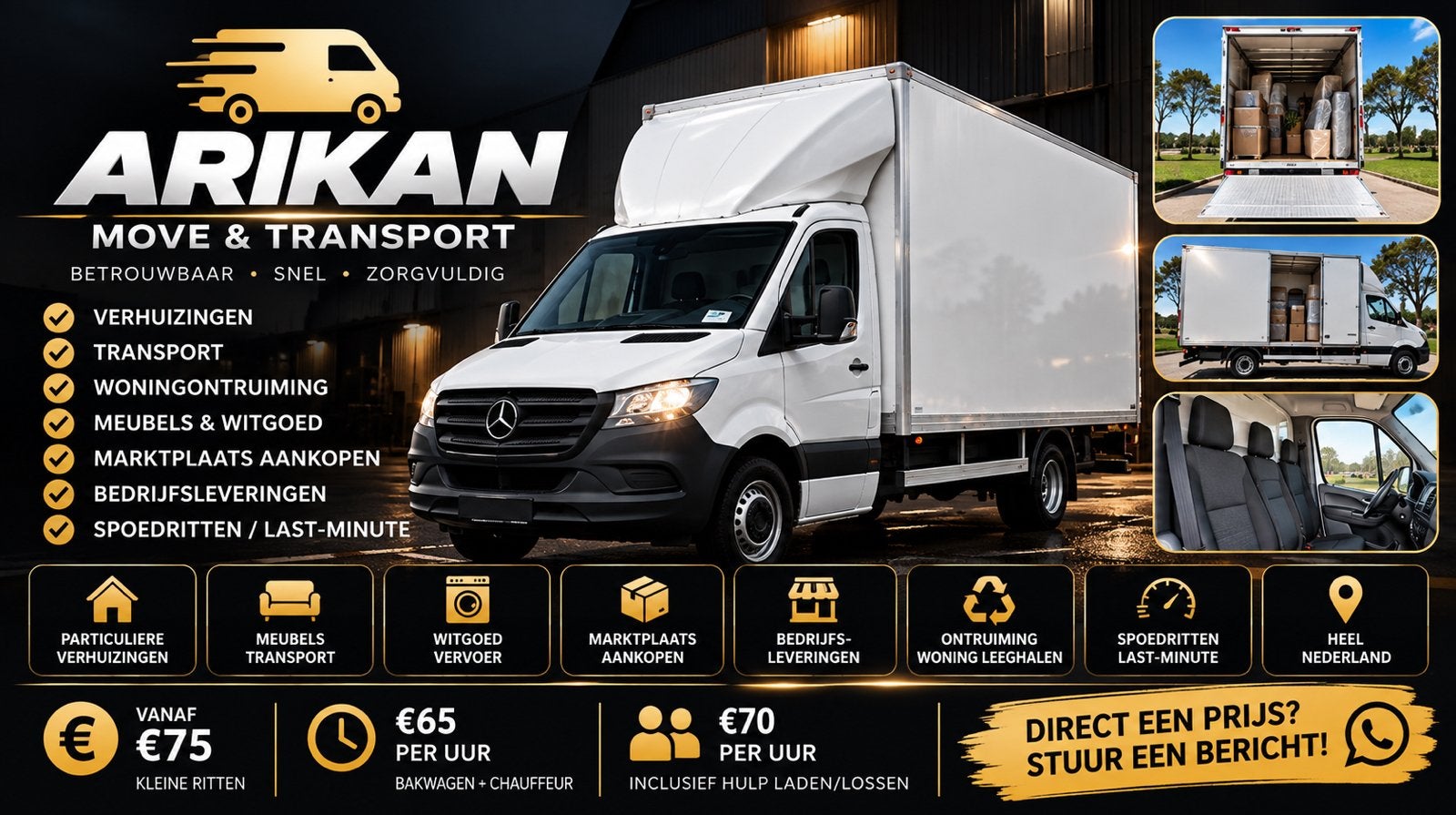 Bakwagen + Laadklep | Verhuizen & Transport | Vanaf €75, Bedrijfsverhuizingen