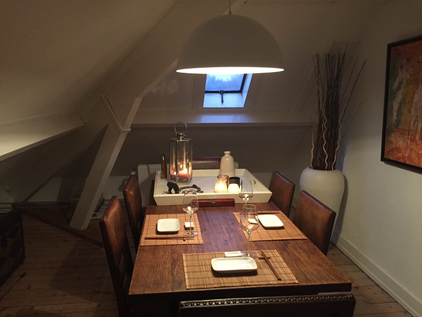 Massief eiken eettafel met 6 leren stoelen, Gebruikt, Klassiek, Eikenhout, 200 cm of meer