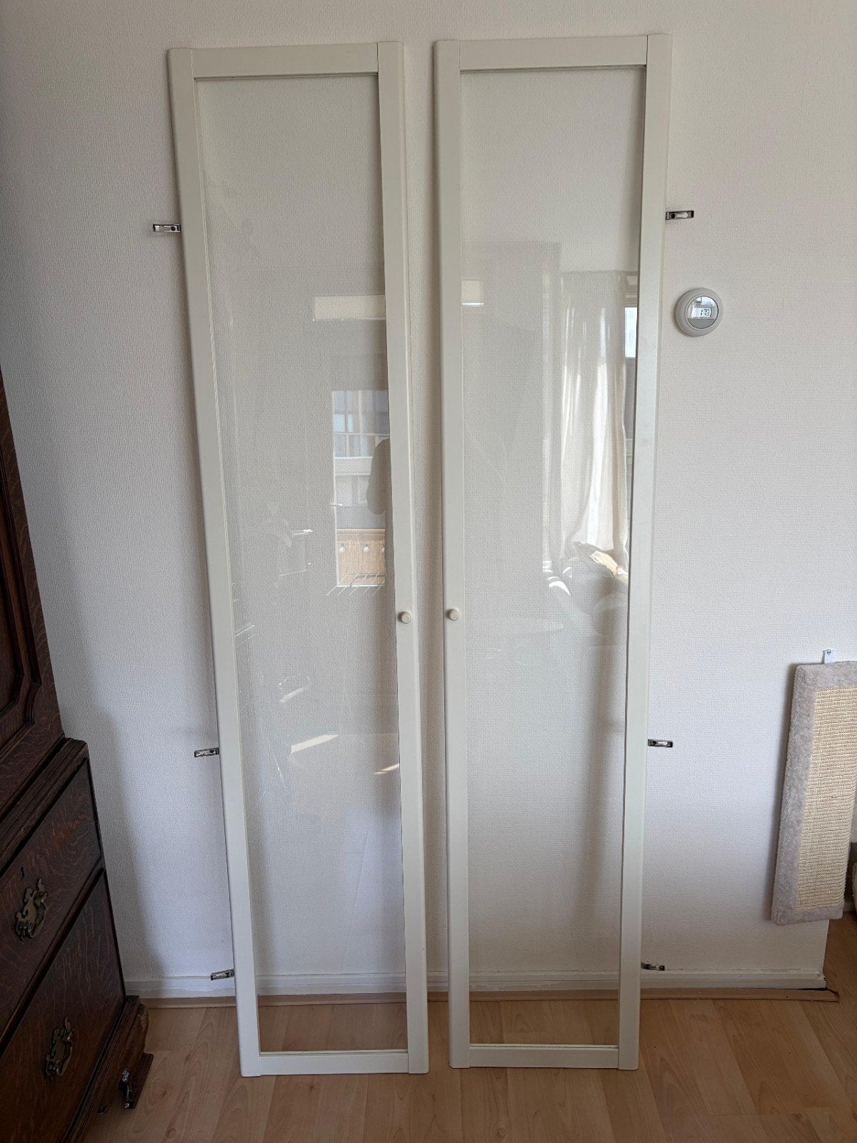 BILLY/OXBERG IKEA set van 2 witte glazen vitrinedeuren zgan, Minder dan 50 cm, Modern / landelijk, Ophalen of Verzenden, Minder dan 25 cm