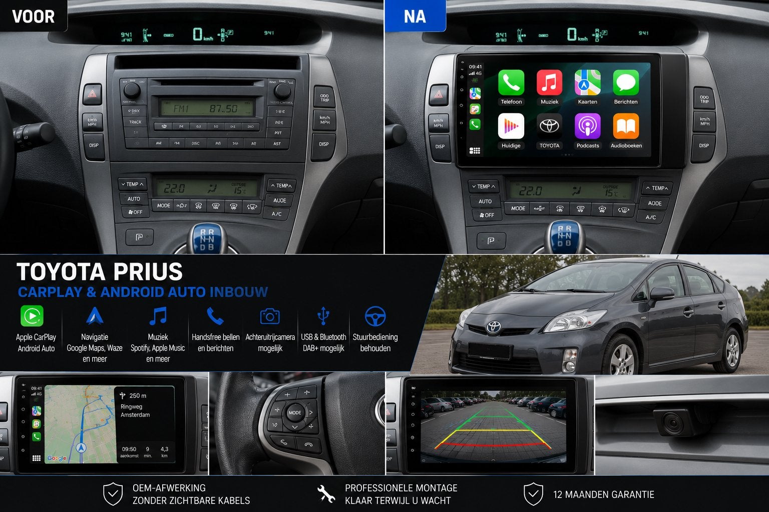Toyota Prius CarPlay & Android Auto Inbouw, Ophalen, Nieuw