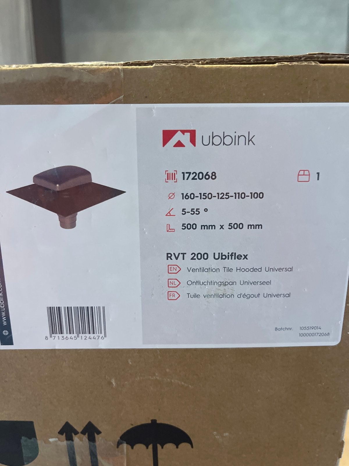 Ubbink RVT 200 Ubiflex Universele Ontluchtingspan, Doe-het-zelf en Verbouw, Ophalen, Nieuw, Ventilator