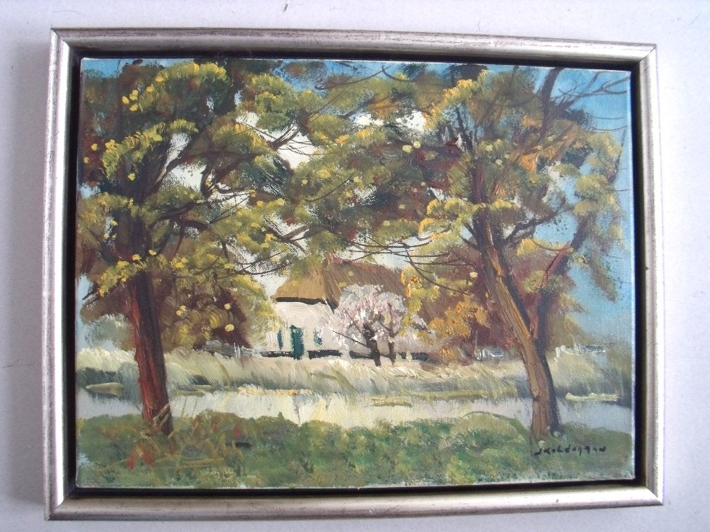 Jan Kelderman (1914 -1990) Boerderij 't Gein Abcoude - olie, Ophalen of Verzenden