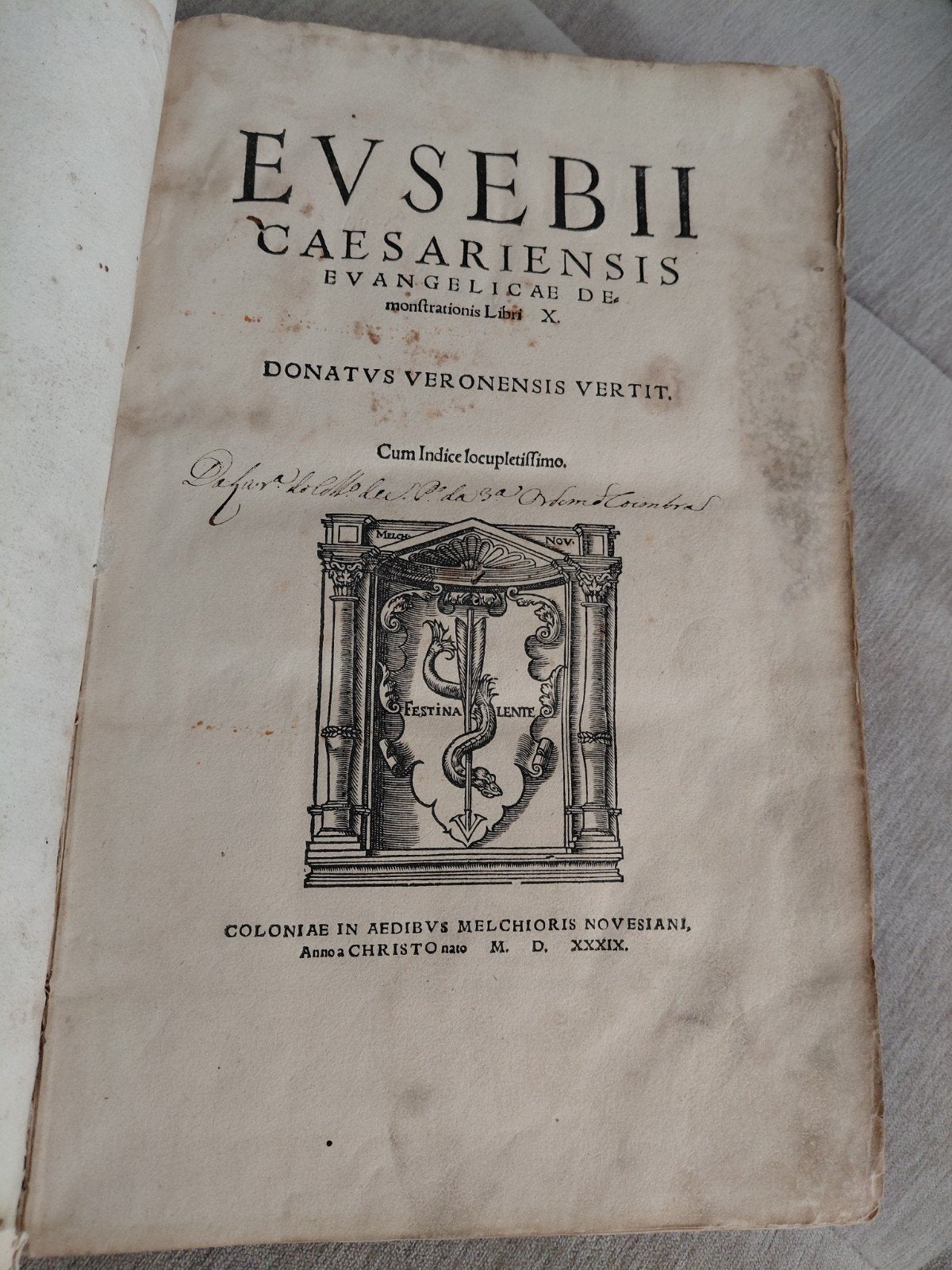 Eusebius van  Caesarea, 1539 Evangelicae Demonstrationes, Antiek en Kunst, Ophalen of Verzenden