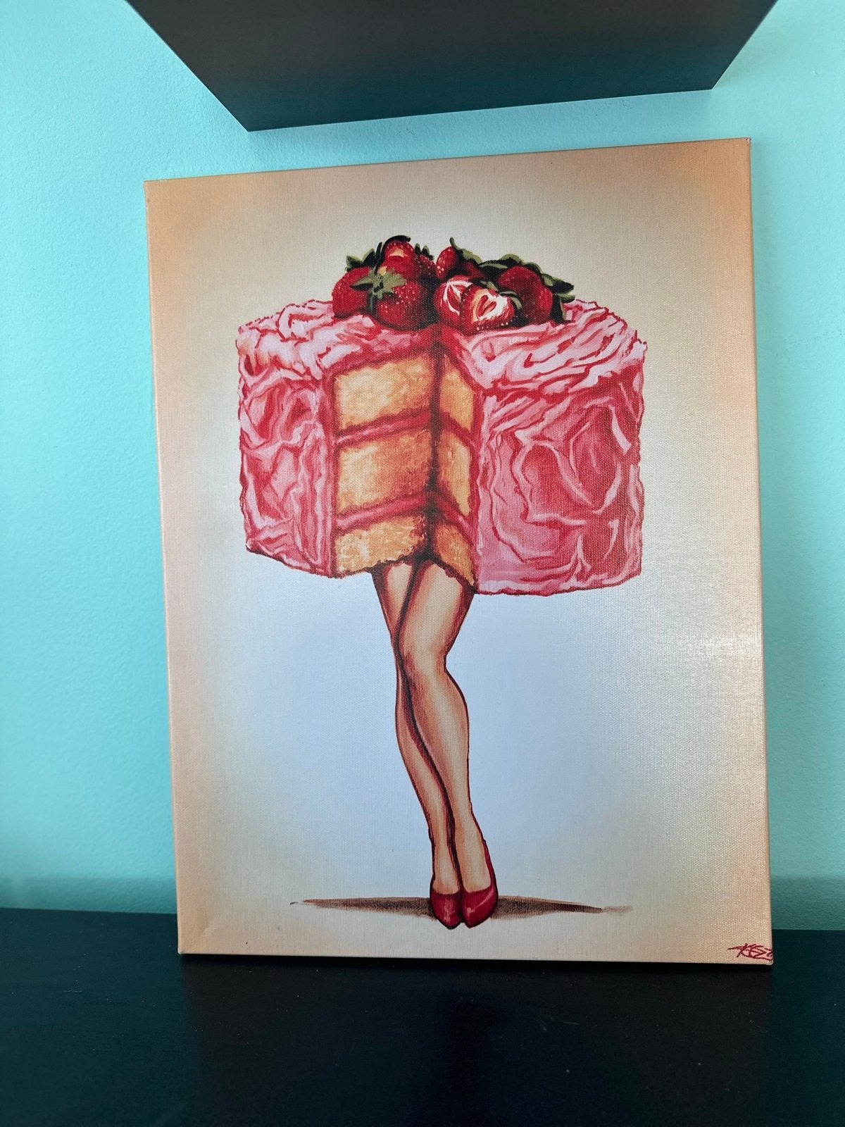 CANVAS - Pin Up | Schilderij | Taart met benen | Pop Art, Acrylverf, Overig onderwerp, Ophalen of Verzenden, Gesigneerd