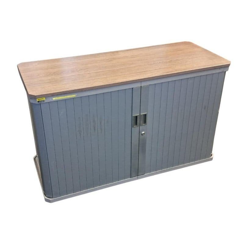 Gispen Octa Roldeurkast Zilvergrijs Eiken B- Keus 72x120x50, Gebruikt, 100 tot 150 cm, Ophalen of Verzenden, Met slot