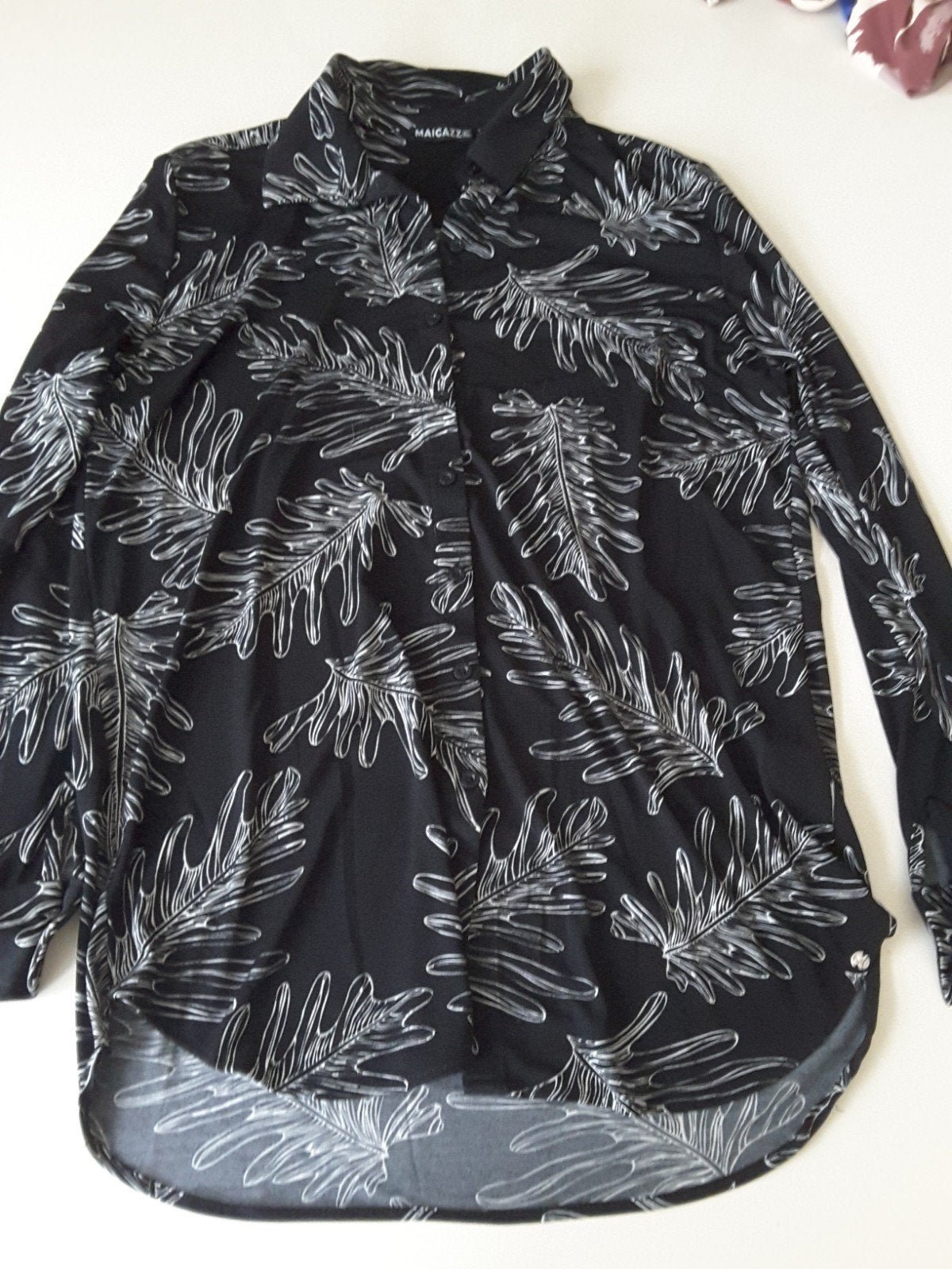 Maicazz blouse met bladprint - Maat XL, Zwart, Maat 42/44 (L), Ophalen of Verzenden, Maicazz