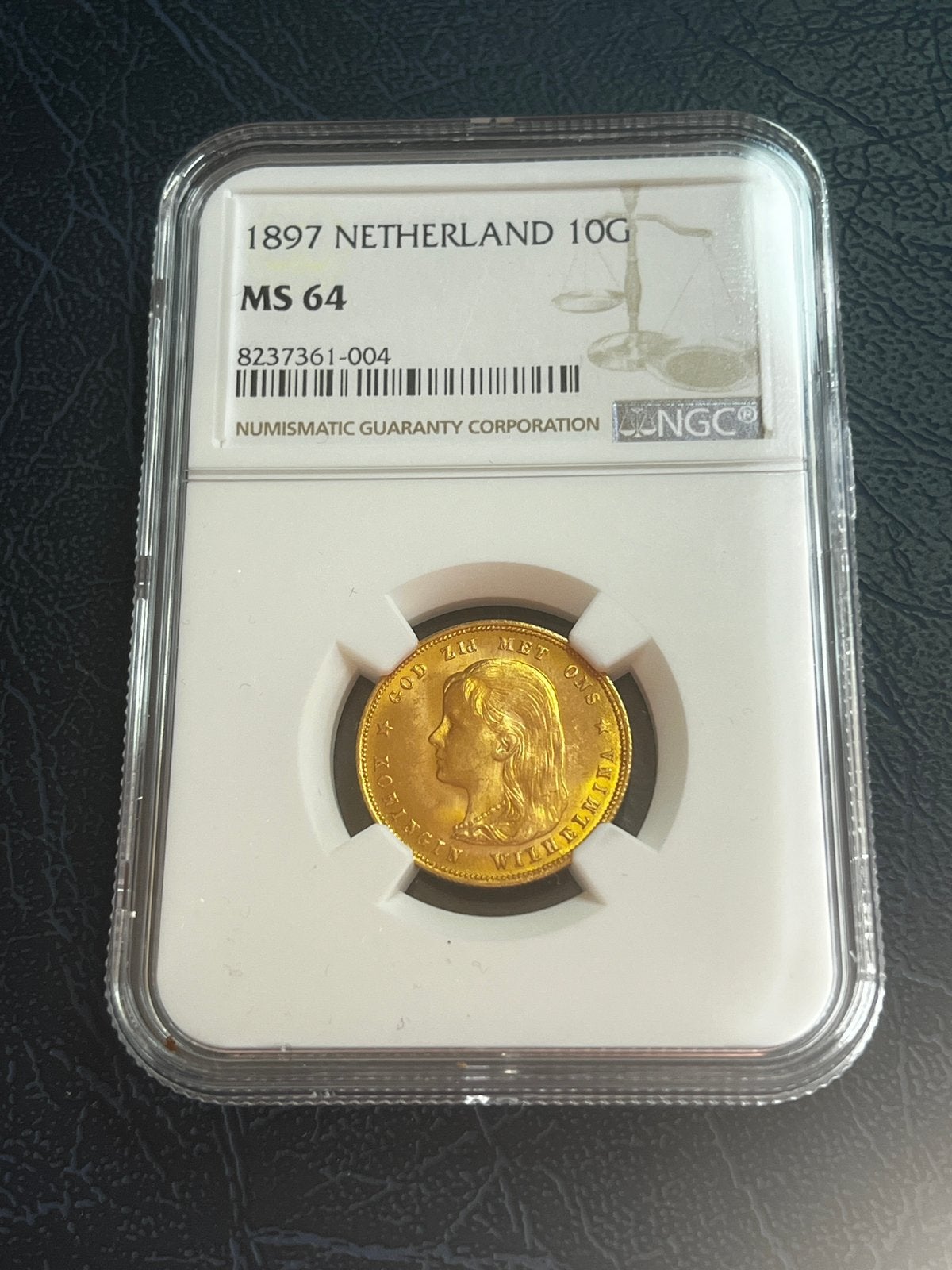 Gouden tientje 1897 NGC MS 64, Postzegels en Munten, Munten | Nederland, Ophalen of Verzenden, Koningin Wilhelmina, 10 gulden