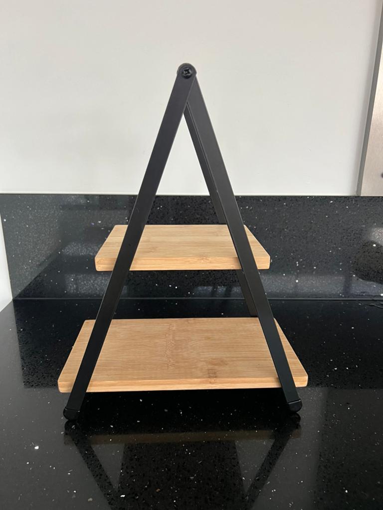 Gusta Etagère Bamboe en Metaal Tweelaags – Serving tray, Ophalen of Verzenden, Nieuw