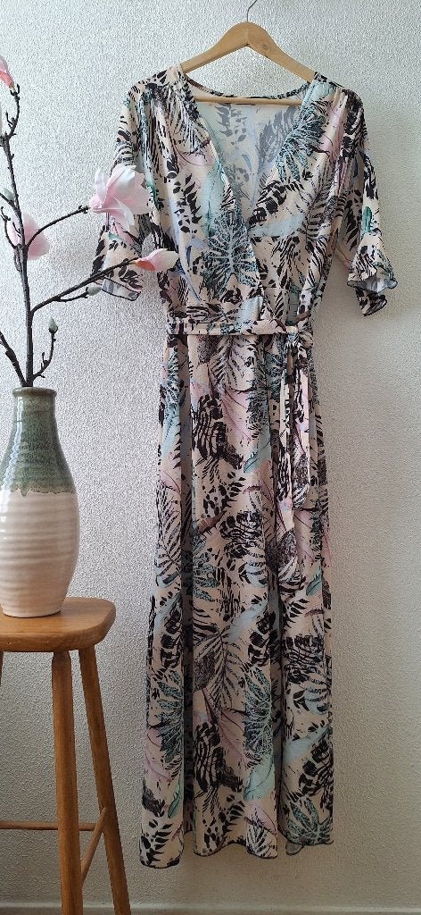 Musthaves by Elja wikkeljurk tropische print (S/M), Ophalen, Meerkleurig, Musthaves by Elja, Zo goed als nieuw