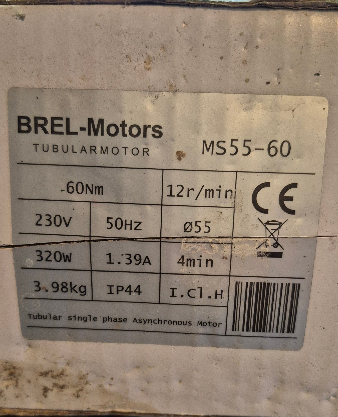 brel buismotor MS55-60 voor rolluik nieuw, Ophalen of Verzenden, Nieuw, Minder dan 100 cm, Minder dan 100 cm