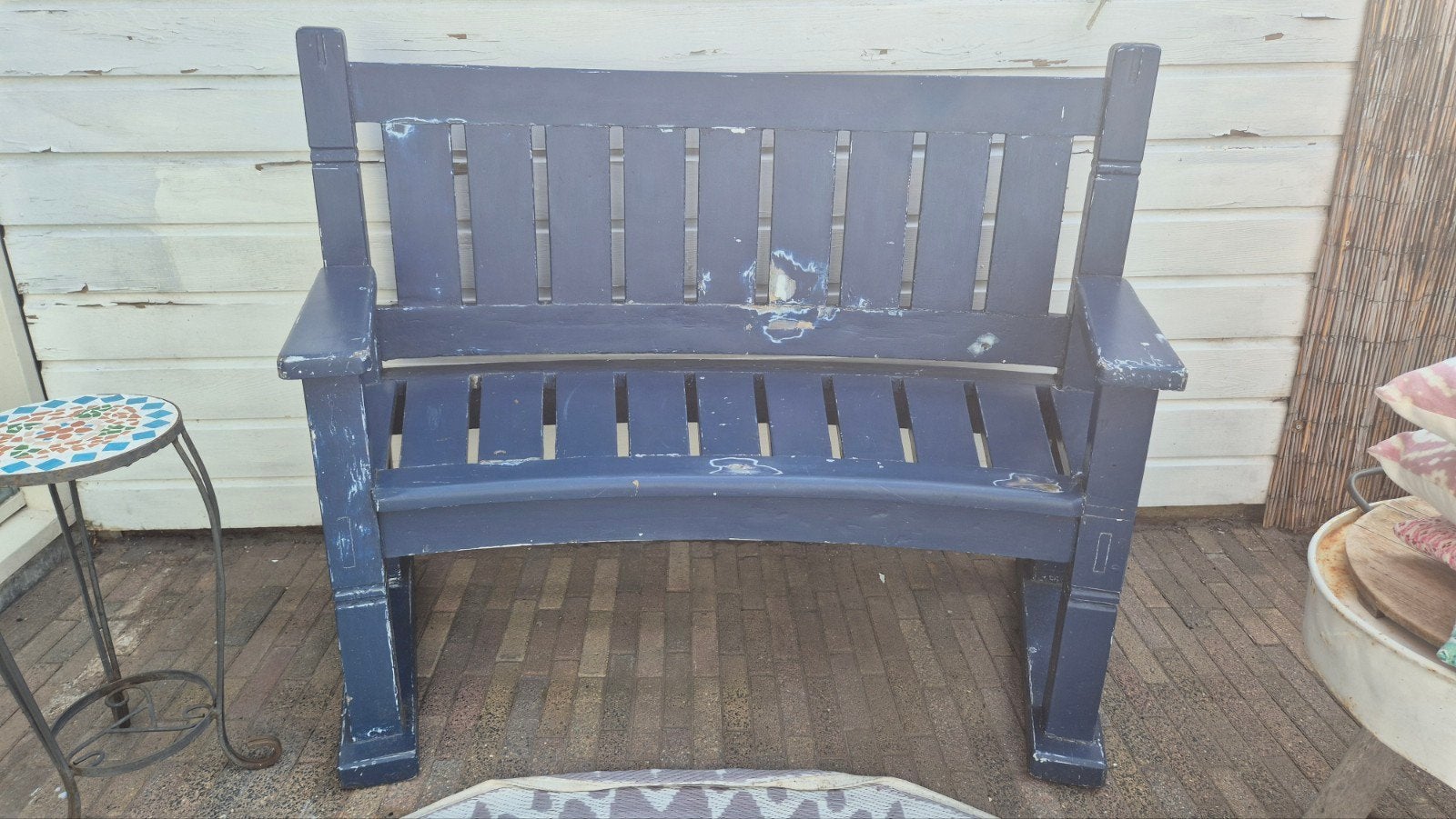 Antieke tuinbank 2 persoons, Ophalen, Gebruikt, Hout
