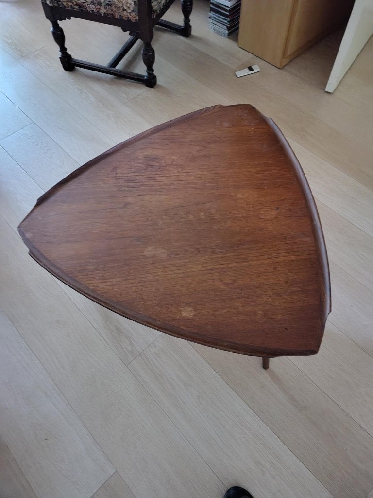 Vintage jaren 50 salontafel 3 hoekig, Huis en Inrichting, Ophalen, Gebruikt, 100 tot 150 cm, 50 tot 100 cm