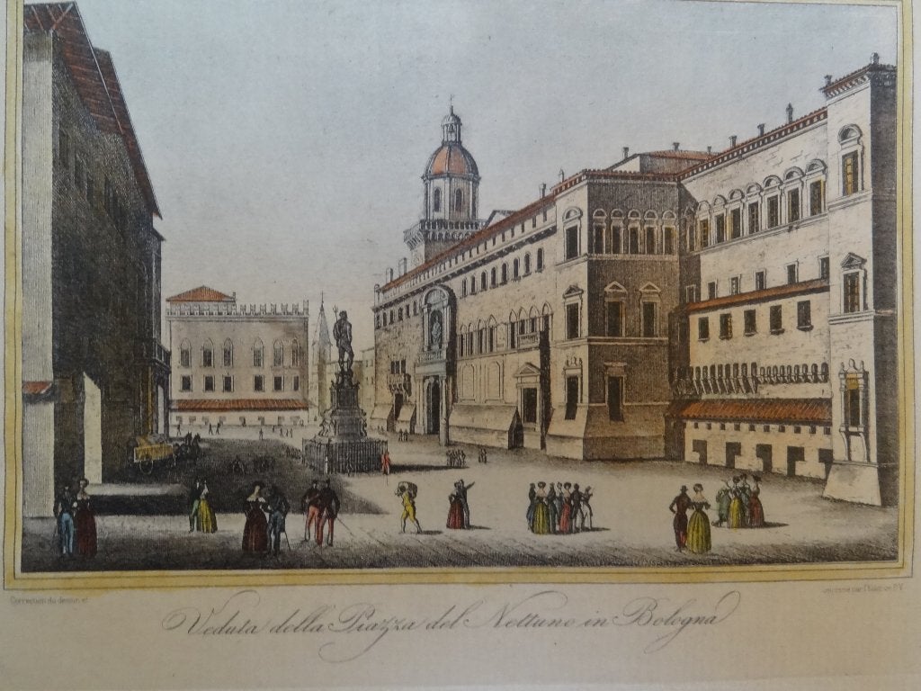 Kleuren prent plein van Nettuno in Bologna Italie, Verzenden
