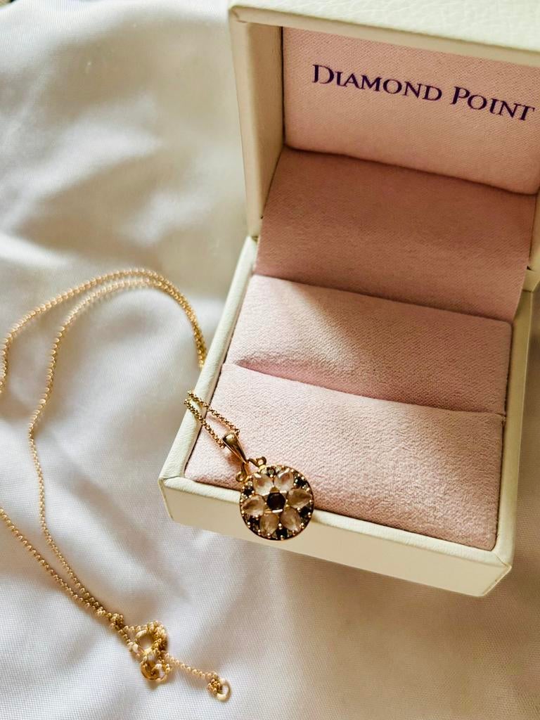 Diamond point Rosè gouden ketting met hanger, Ophalen of Verzenden, Zo goed als nieuw, Goud