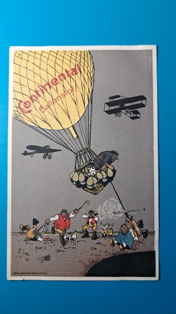 CONTINENTAL BALLONSTOF RECLAME BALLON - OUDE KAART, Ophalen of Verzenden, Voor 1920, Ongelopen