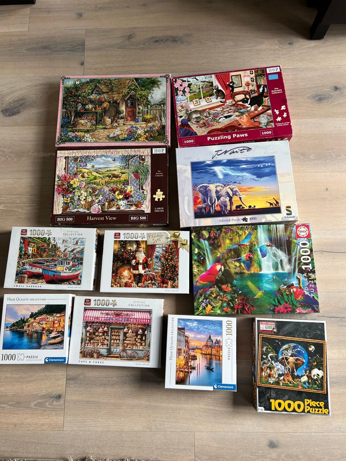 Diverse collectie legpuzzels (1000 en 500 stukjes), Ophalen, 500 t/m 1500 stukjes, Gebruikt, Legpuzzel