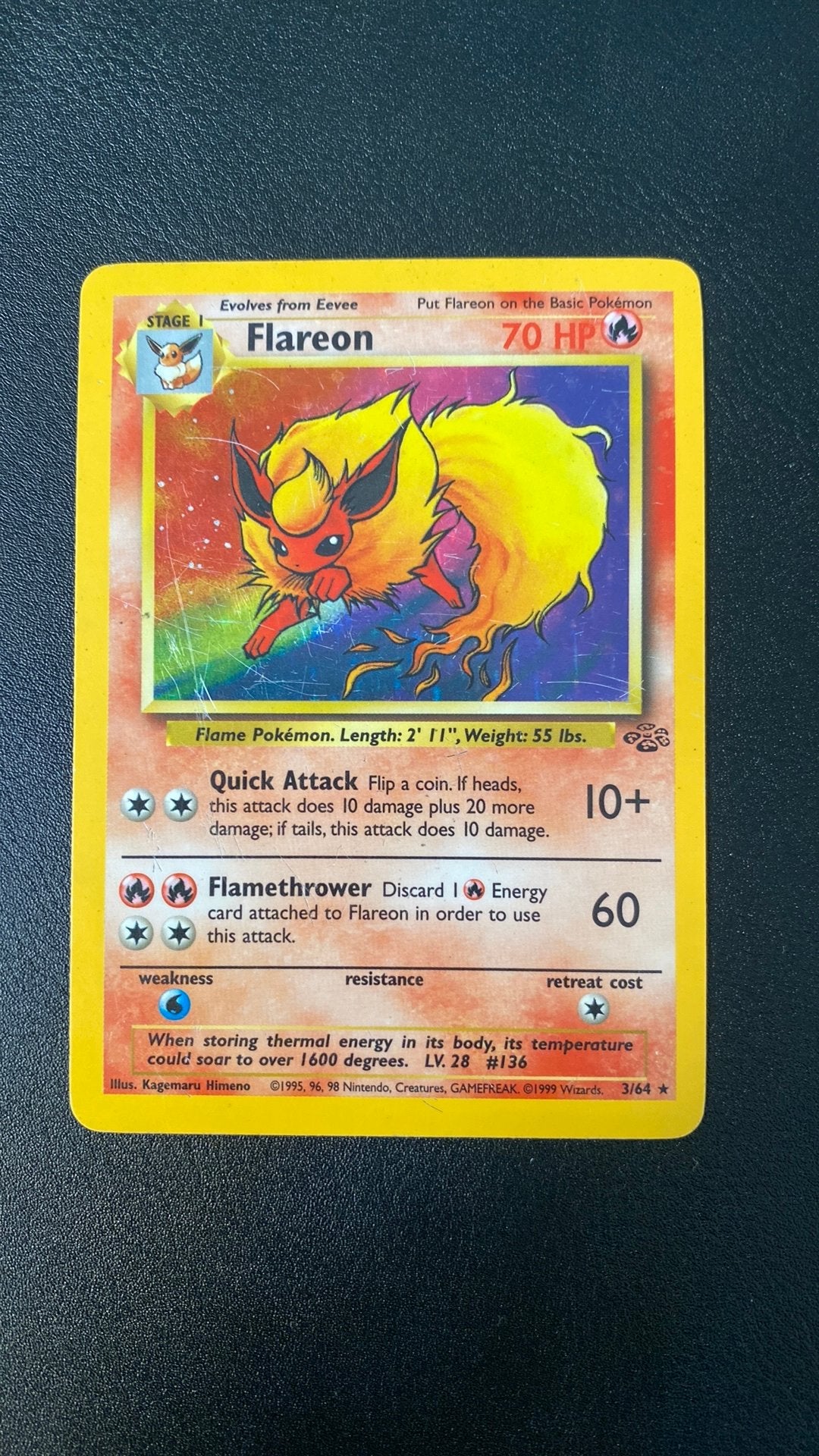 Pokemon flareon jungle holo 3/64, Hobby en Vrije tijd, Ophalen, Gebruikt, Losse kaart