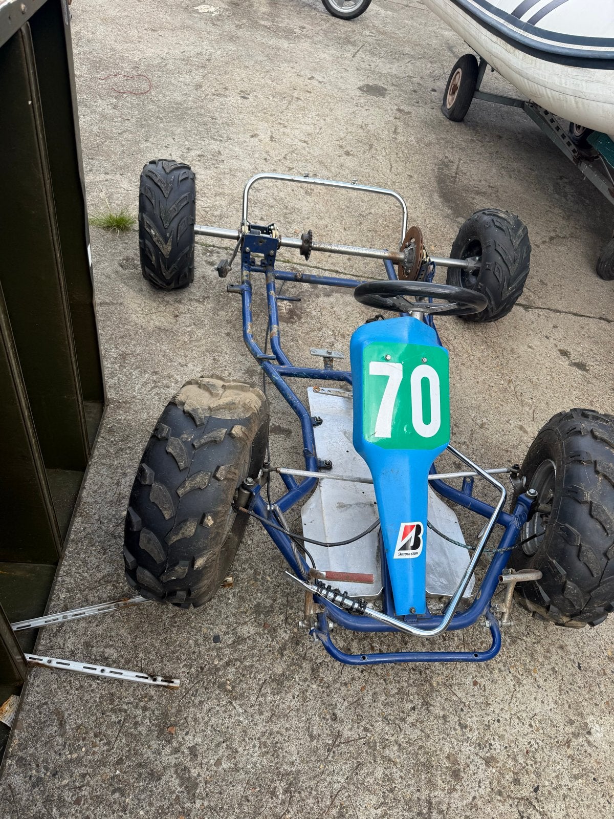 Kart frame met quad banden - Leuk voor de hobbyist!, Sport en Fitness, Karting, Ophalen, Gebruikt, Kart