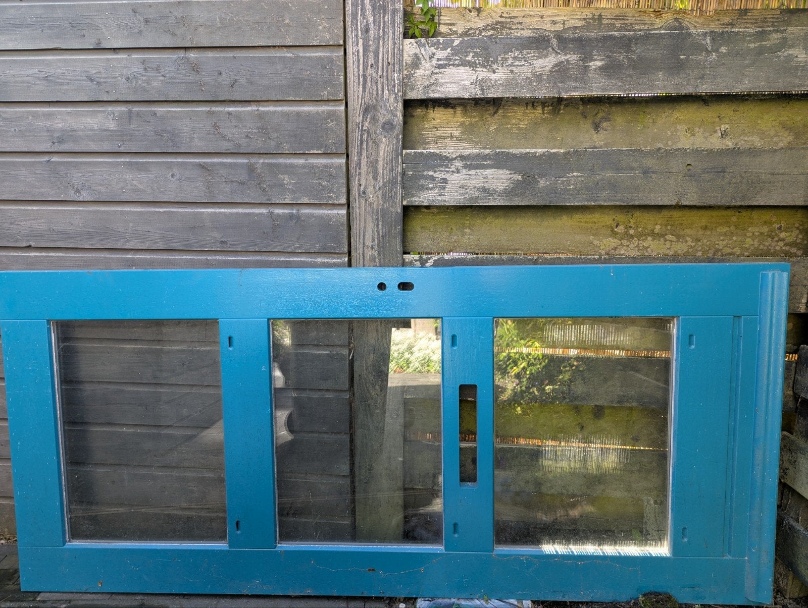 Voordeur uit jaren 90 van massief hout in goede staat., Ophalen, 80 tot 100 cm, 200 tot 215 cm, Glas
