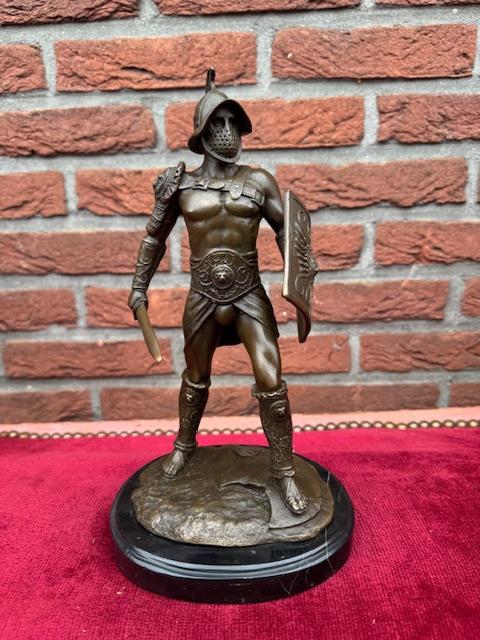 Romeinse gladiator, topbeeld! brons en marmer, Ophalen of Verzenden, Brons