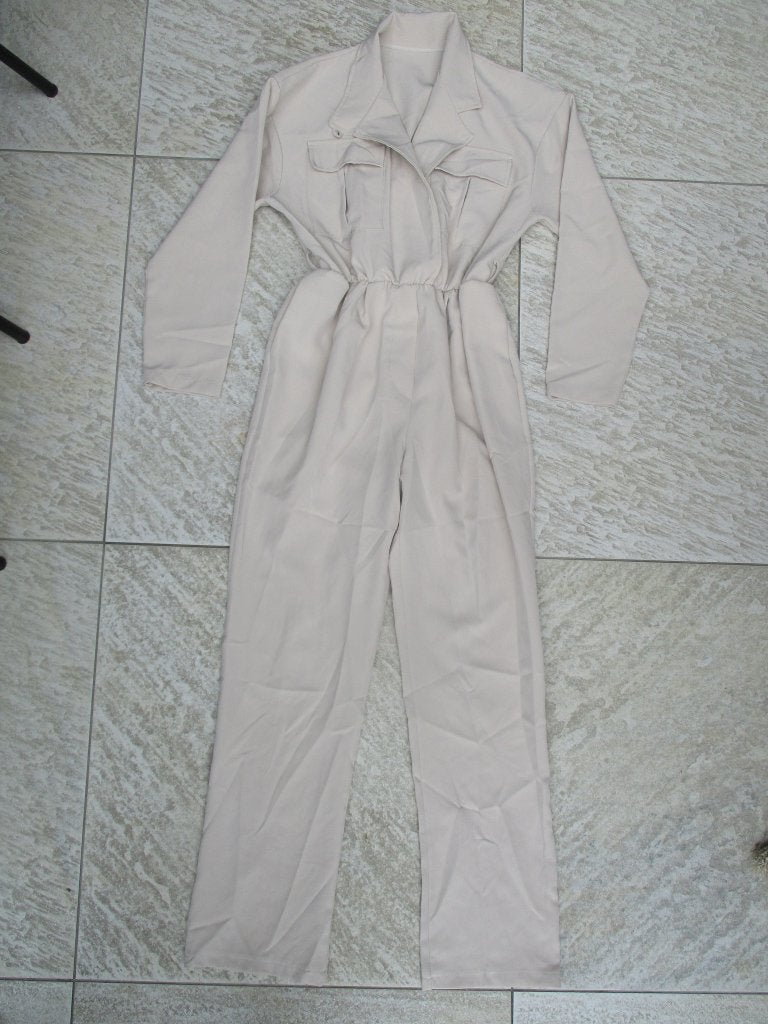 jumpsuit beige maat 36 / 38 broekpak, Made in Italy, Beige, Ophalen of Verzenden, Zo goed als nieuw