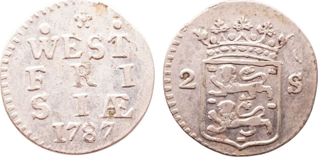 Dubbele wapenstuiver 1787, West-Friesland, Postzegels en Munten, Vóór koninkrijk, Verzenden, Zilver, Overige waardes