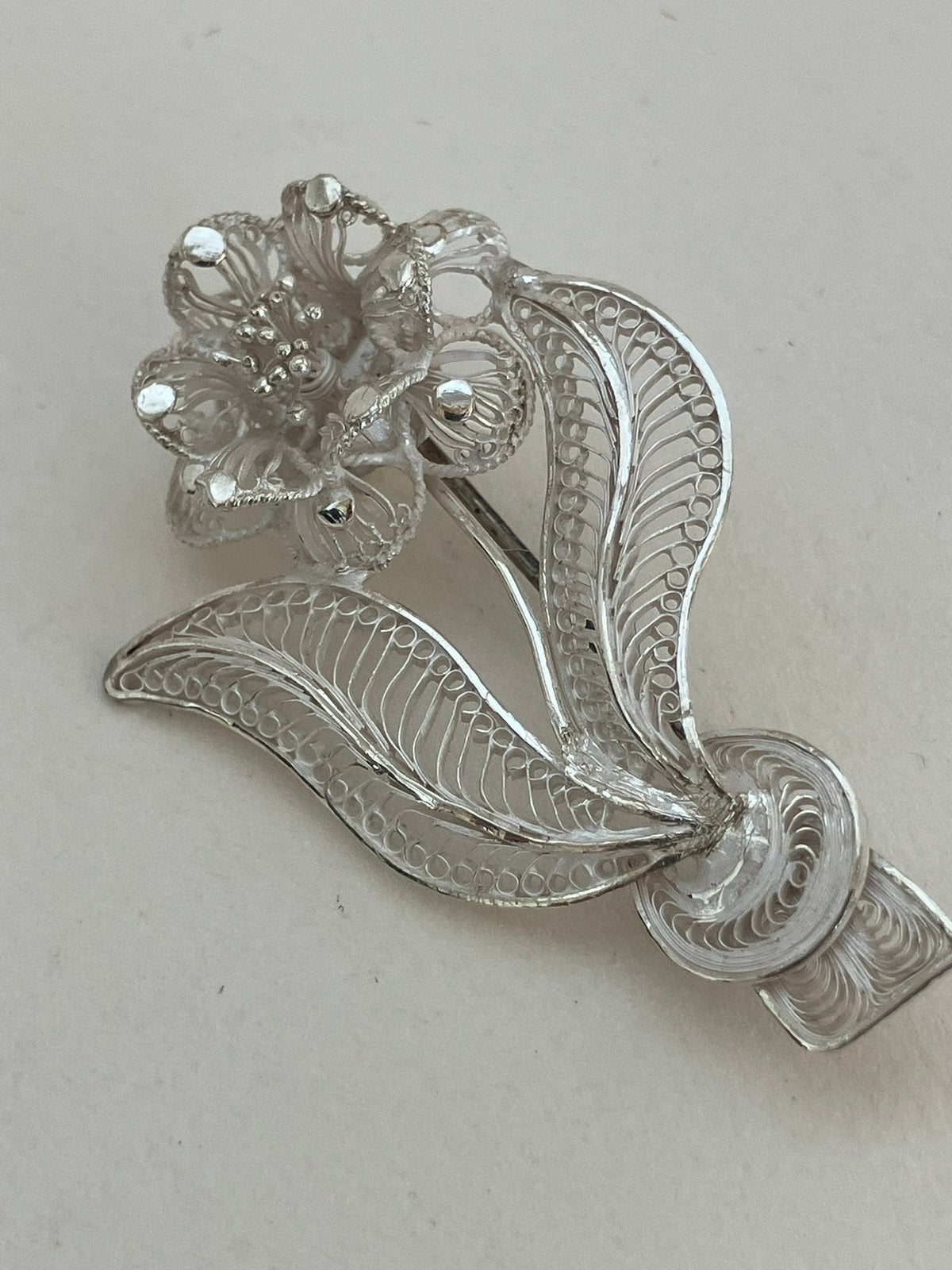 Prachtige zilveren filigrein speld, Ophalen of Verzenden, Zo goed als nieuw, Zilver