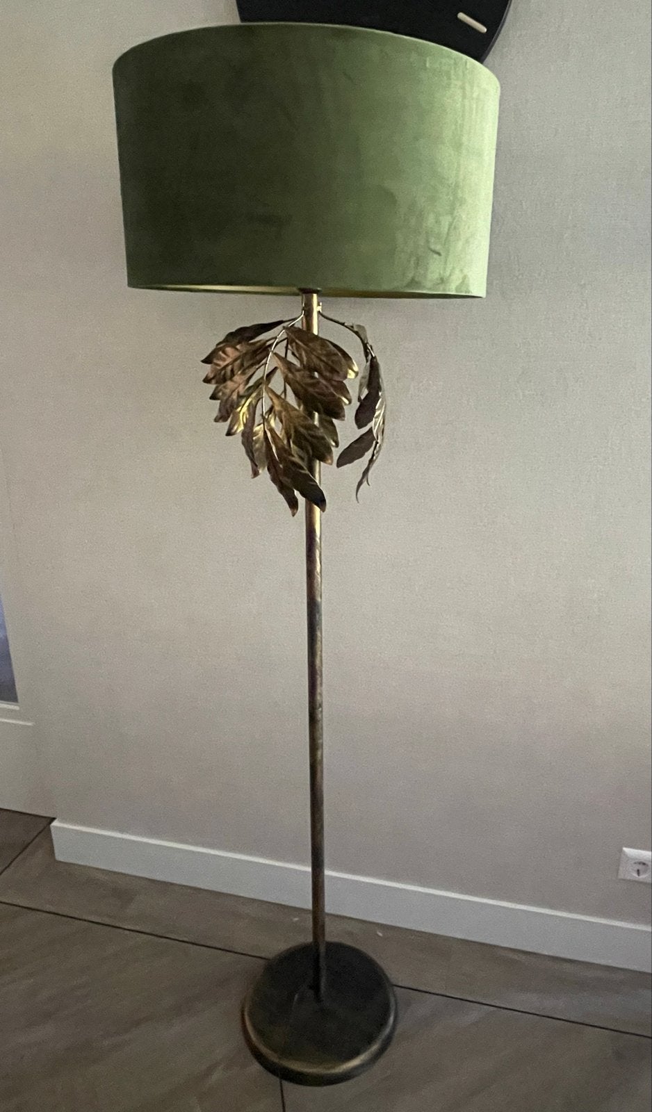 Qazqa vloerlamp botanica met velours groene kap, Ophalen, E27 (groot), Zo goed als nieuw, Metaal