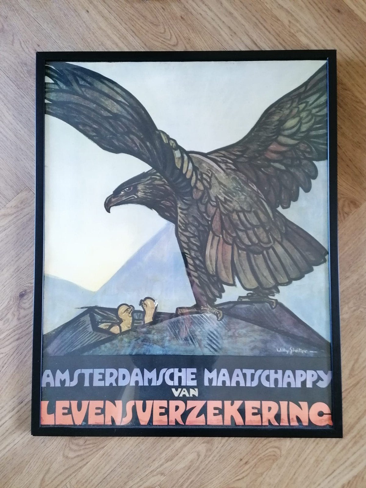 Reclameposter van Willy Sluiter, Ophalen, Ingelijst, 92 cm, 72 cm