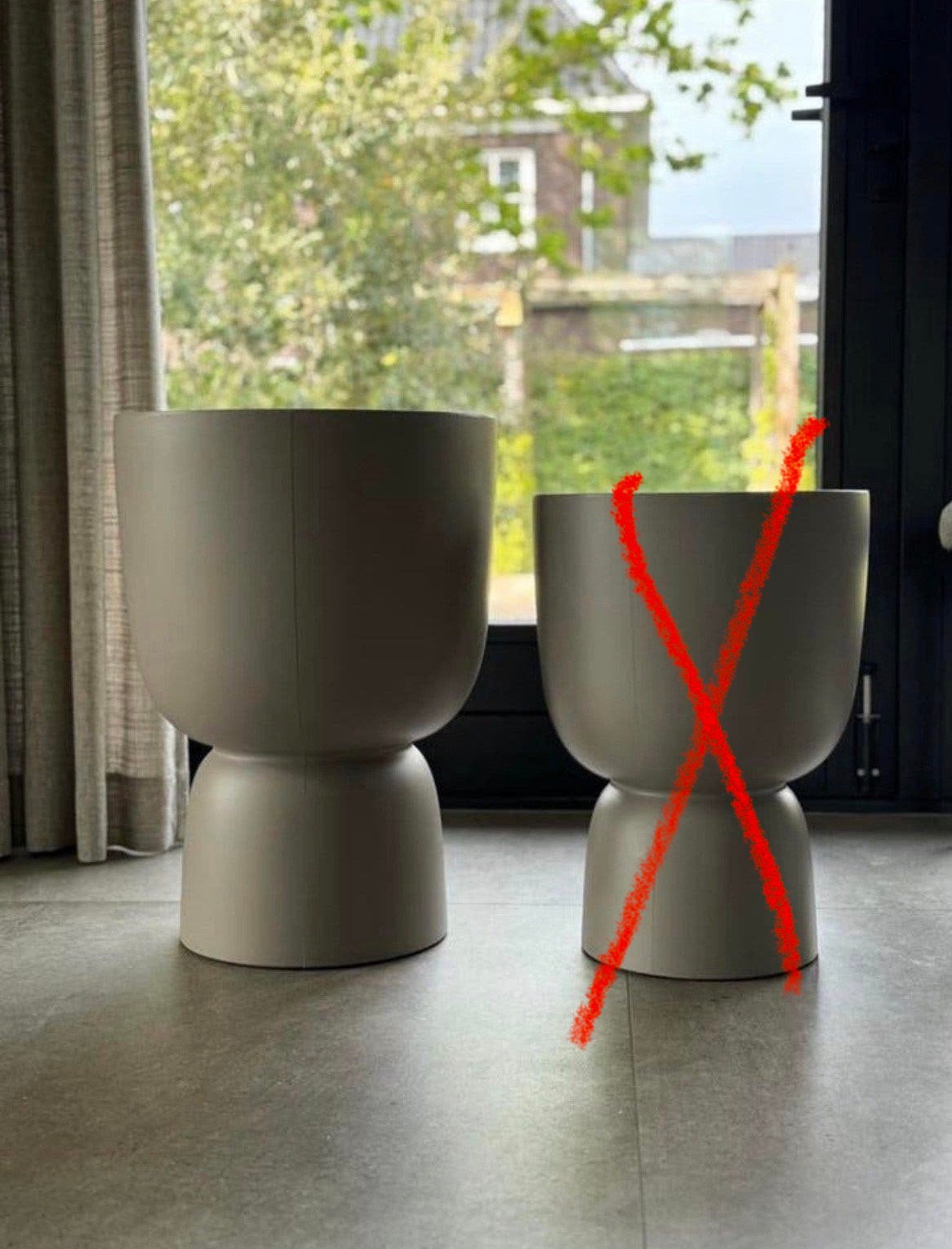 Elho bloempot amber coupe round 41cm balanced beige, Ophalen, Kunststof, Gebruikt, 40 cm of meer
