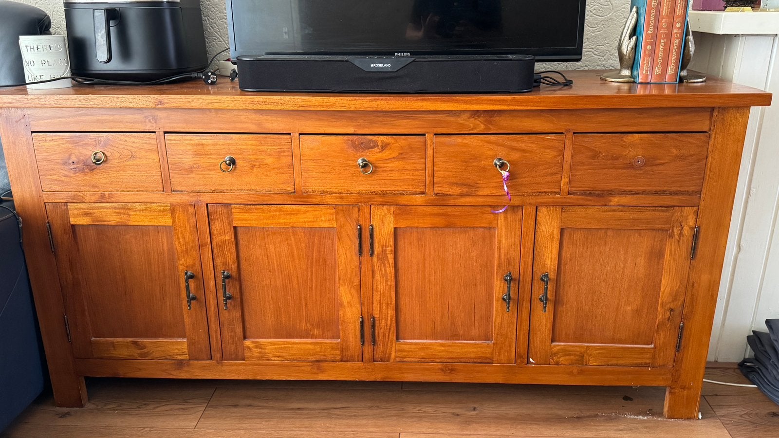 Mooie teakhouten dressoir, Ophalen, Zo goed als nieuw, 25 tot 50 cm, 150 tot 200 cm