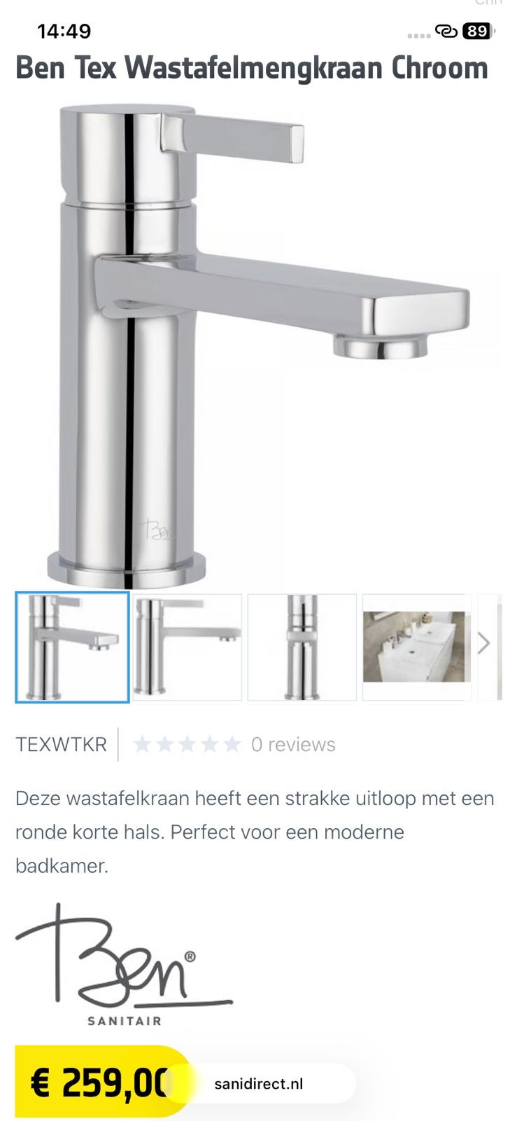 BEN TEX wastafelkraan chroom 2x nieuw, Doe-het-zelf en Verbouw, Sanitair, Ophalen of Verzenden, Nieuw, Chroom, Kraan