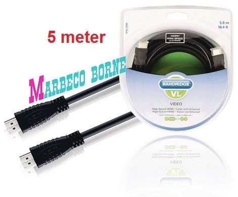 HDMI kabel, High Speed met Ethernet, 4K, 5 meter, Bandridge, Ophalen, Bandridge, Nieuw, Marbeco