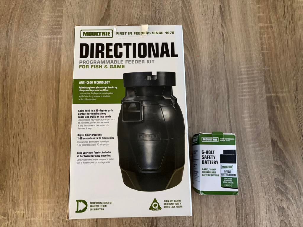 Moultrie voerautomaat incl accu en emmer, Dieren en Toebehoren, Dierenvoeding, Hond, Ophalen of Verzenden