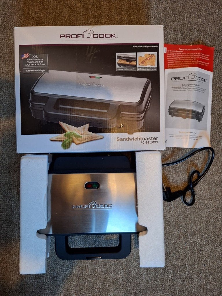 ProfiCook PC-ST 1092 sandwichtoaster / tosti-ijzer met doos, Ophalen of Verzenden, Zo goed als nieuw