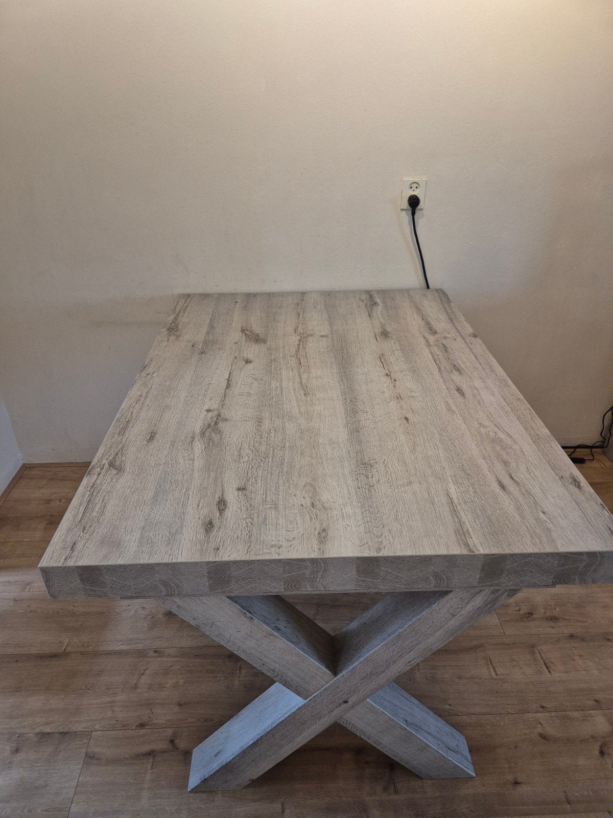Mooie grijs/beige tafel - 137,5x101,5x78,5 cm, Huis en Inrichting, Ophalen, Zo goed als nieuw, Rechthoekig, 100 tot 150 cm