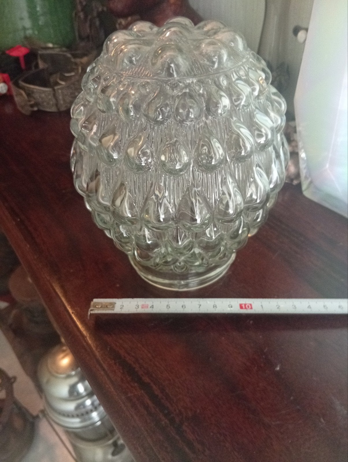 Vintage glazen lampenkap met bubbelpatroon, Ophalen of Verzenden