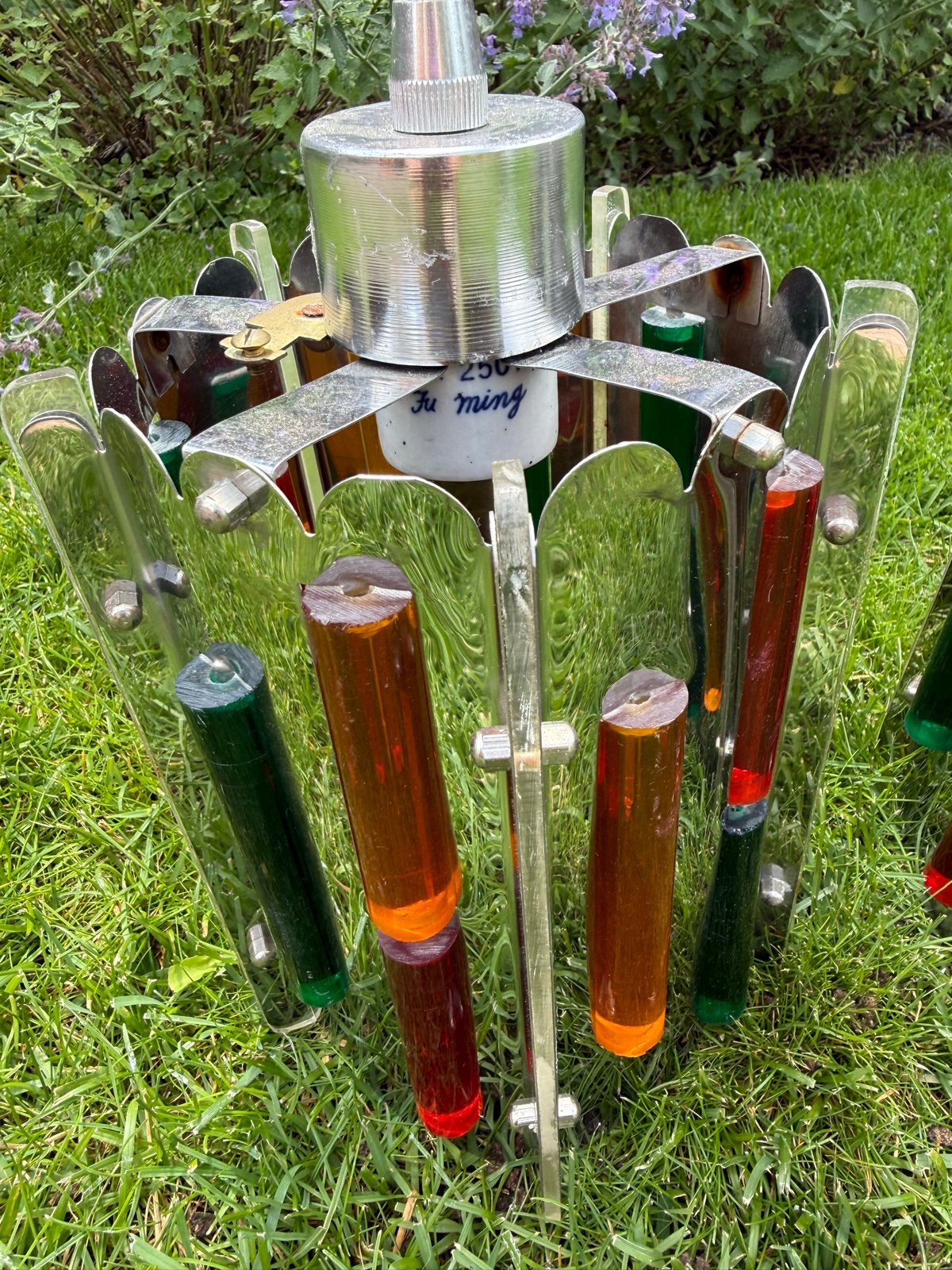 3 vintage retro hanglampen met gekleurde staafjes, Ophalen of Verzenden