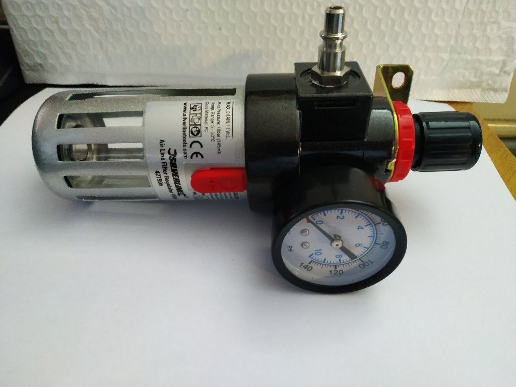 Silverline Air Line filter regulator 150 ml, 100 liter of meer, Ophalen of Verzenden, Gebruikt, Minder dan 200 liter/min