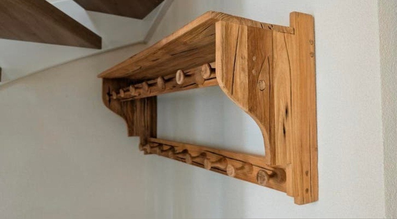 Houten kapstok met 16 haken, Huis en Inrichting, Ophalen, Hout, Wandkapstok, Minder dan 100 cm