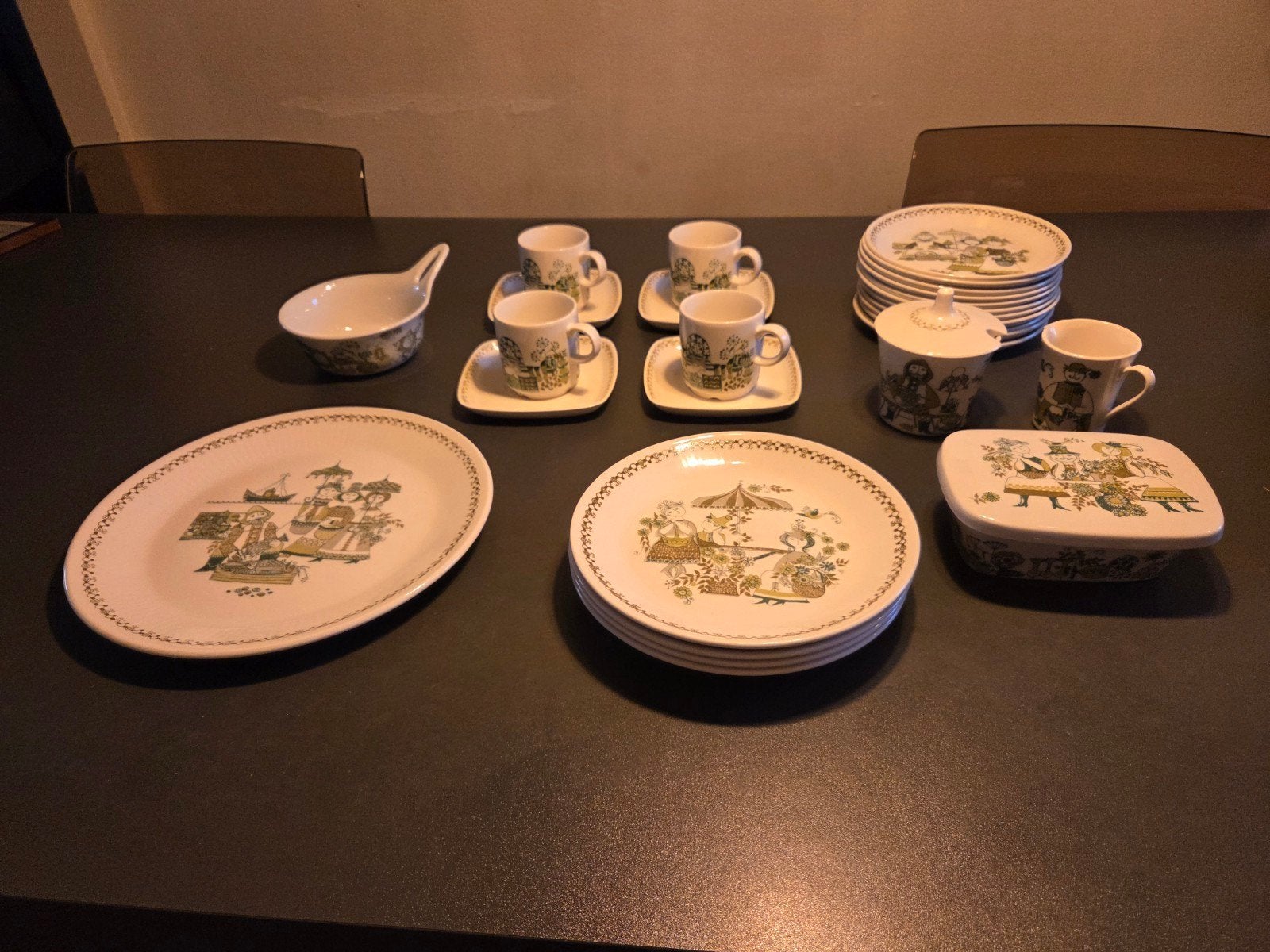 Noors retro set Figgjo Flint " Market" Turi Gramstad Design, Ophalen of Verzenden