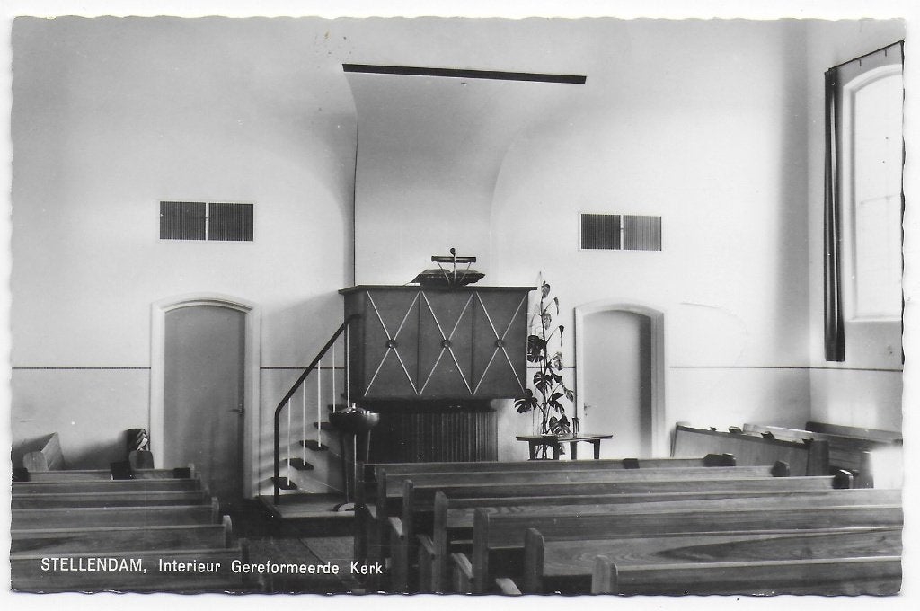 Stellendam Interieur Geref Kerk Ansichtkaart ( B7004), Ophalen of Verzenden, 1960 tot 1980, Gelopen, Groningen