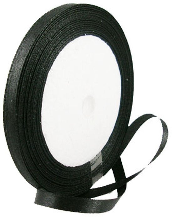 1 rol satijnlint 6mm zwart, Info@hobbymagic.nl, Hobbymagic, Nieuw, Lint, Band of Elastiek