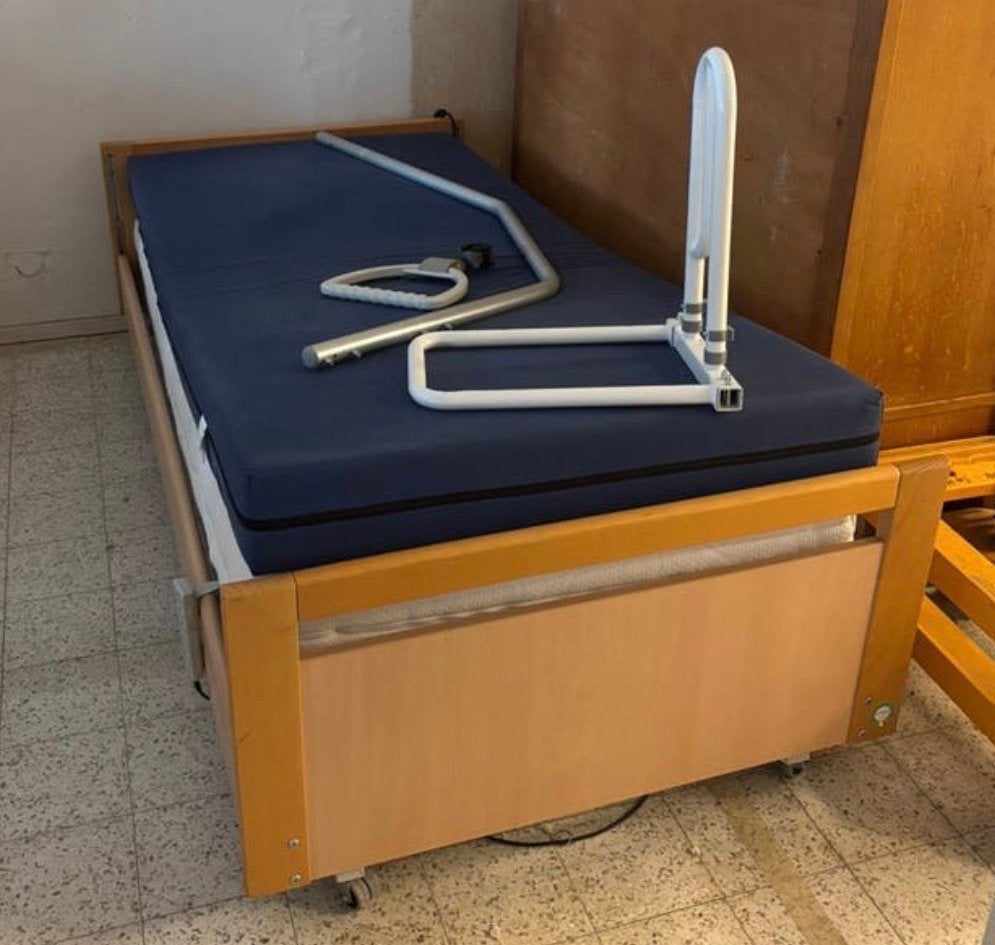 Hoog-laag bed met beugels en matras, Ophalen, Eenpersoons, Wit, 200 cm