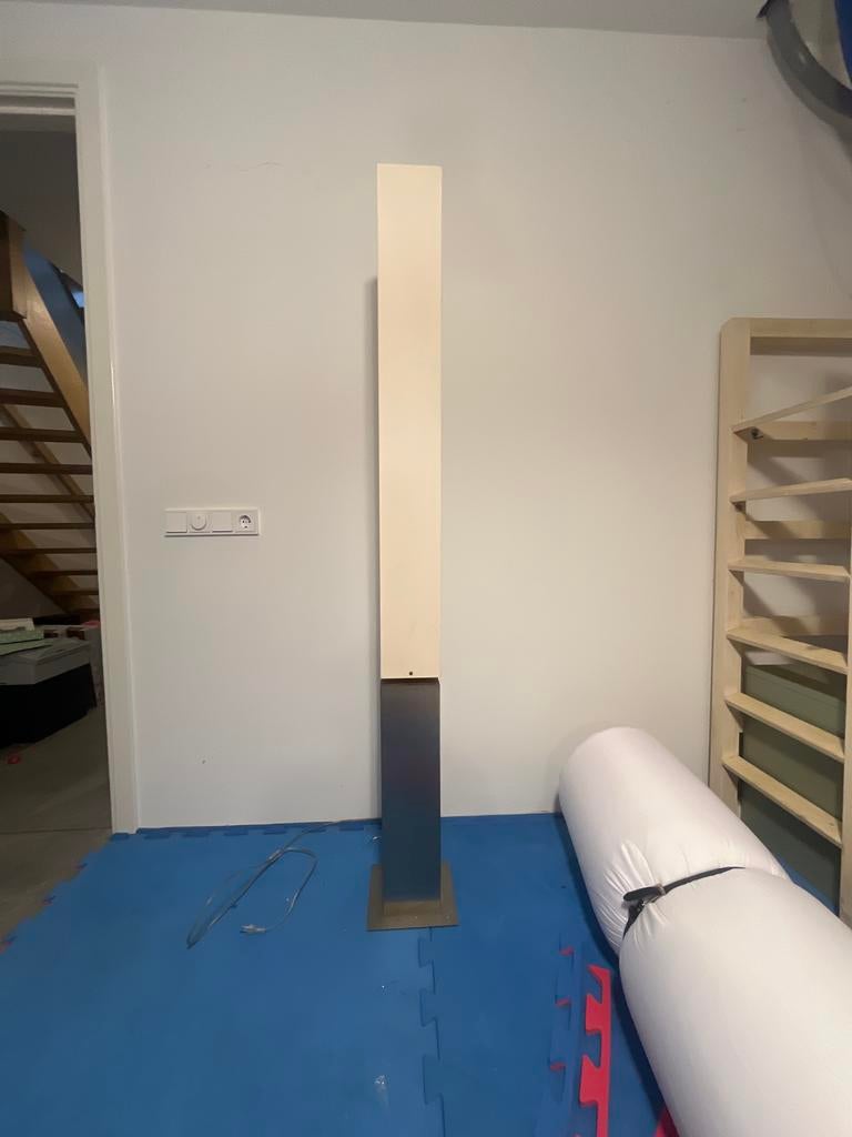Ztahl staande lamp, RVS voet, 184 cm hoog, Ophalen, Gebruikt, Metaal, 150 tot 200 cm