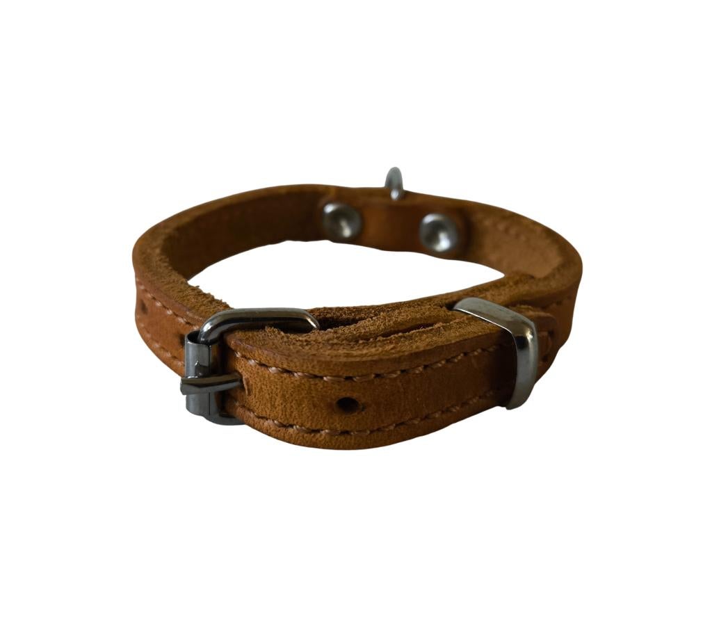 JACK AND VANILLA Halsband Vetleder Cognac Nek 16-19 cm OP=OP, Ophalen of Verzenden, Handgemaakt, Nieuw