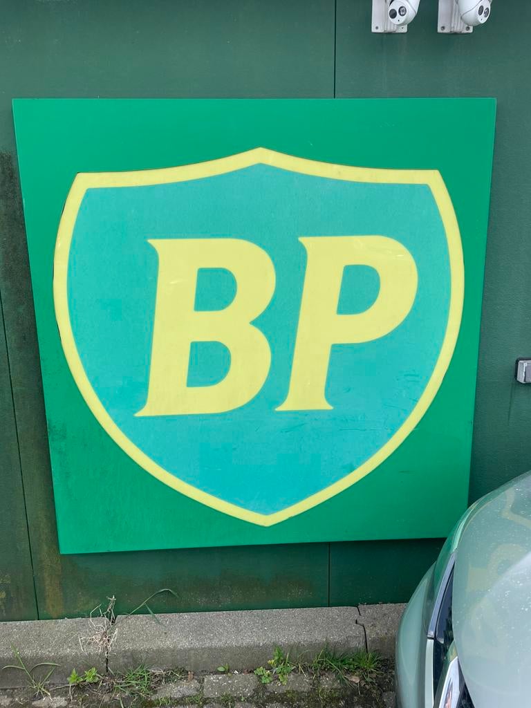 Te koop zeer groot bp bord 150 cm bij 150 cm, Verzamelen, Ophalen, Gebruikt, Reclamebord