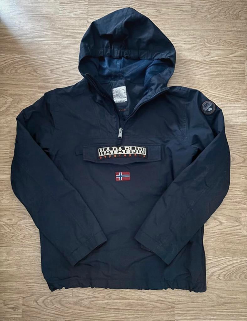 Napapijri anorak jack maat 14 donkerblauw, Ophalen of Verzenden, Gebruikt, Jongen of Meisje, Jas